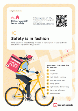 An infographic about clothing to keep food delivery workers safe