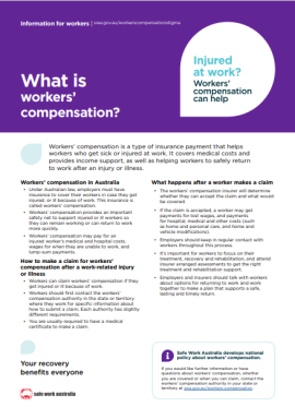 Fact sheet for workers - What is workers' compensation